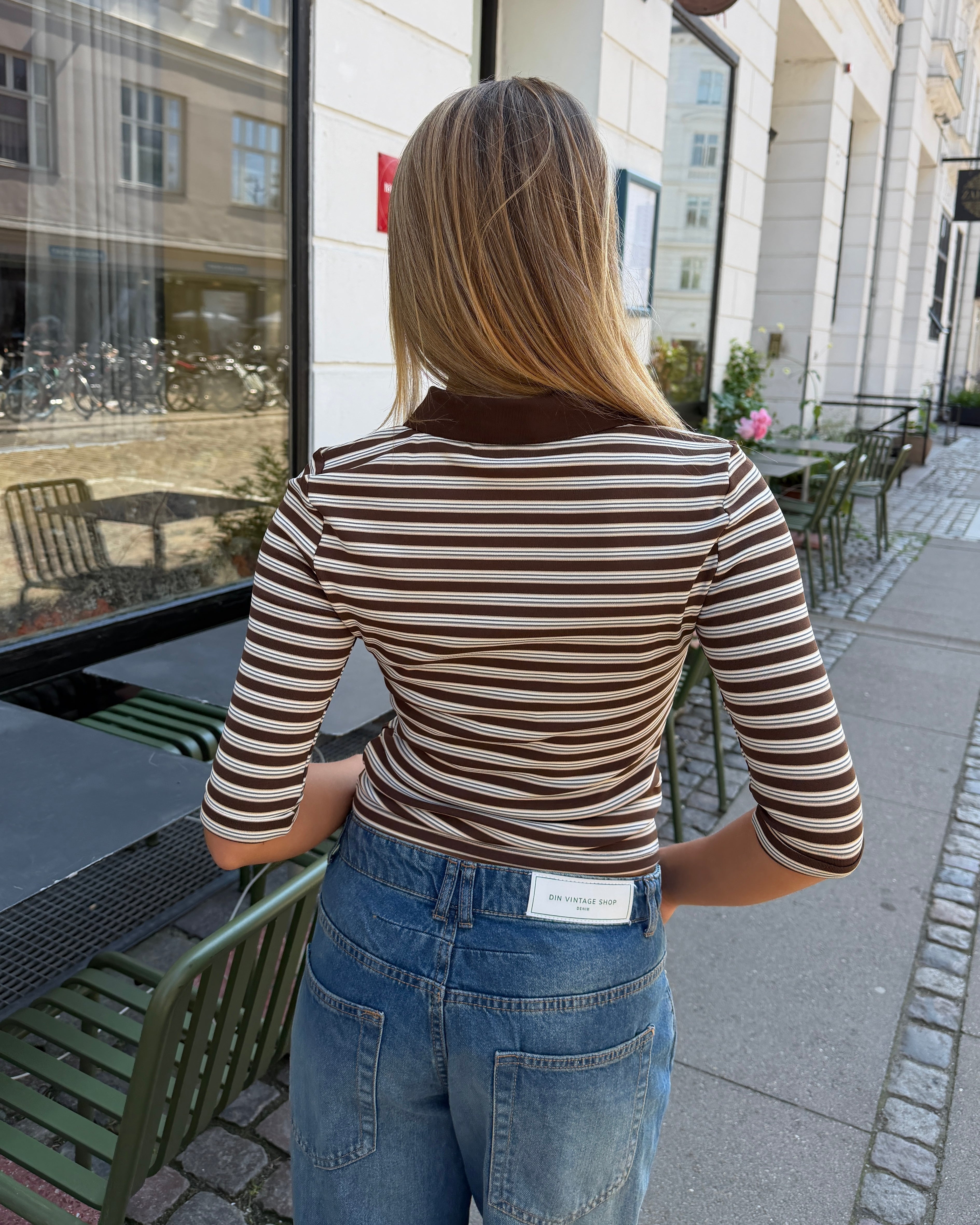 SILJE 3/4 POLO TOP - BROWN MIX