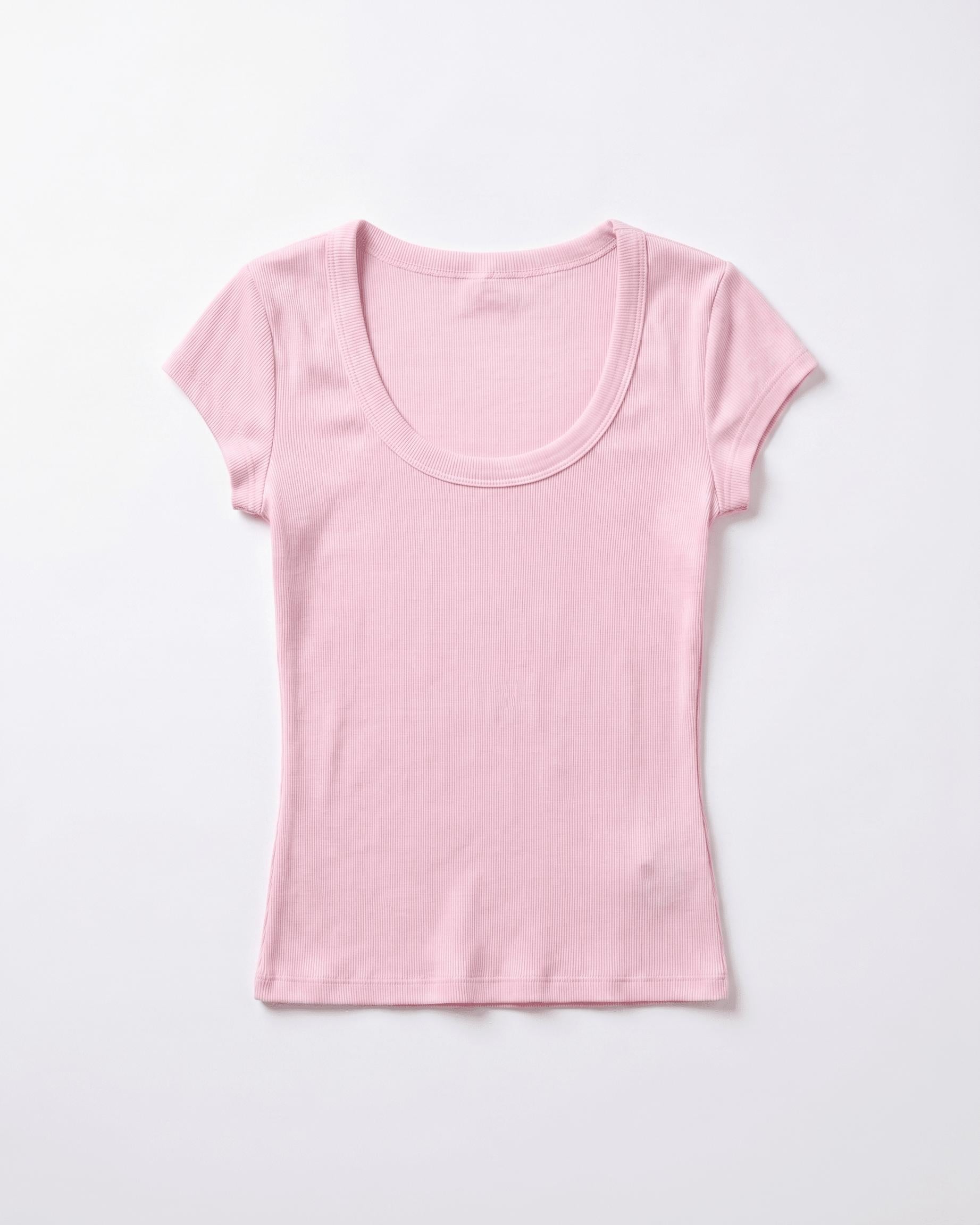 THEA KORTÆRMET T-SHIRT - LT PINK
