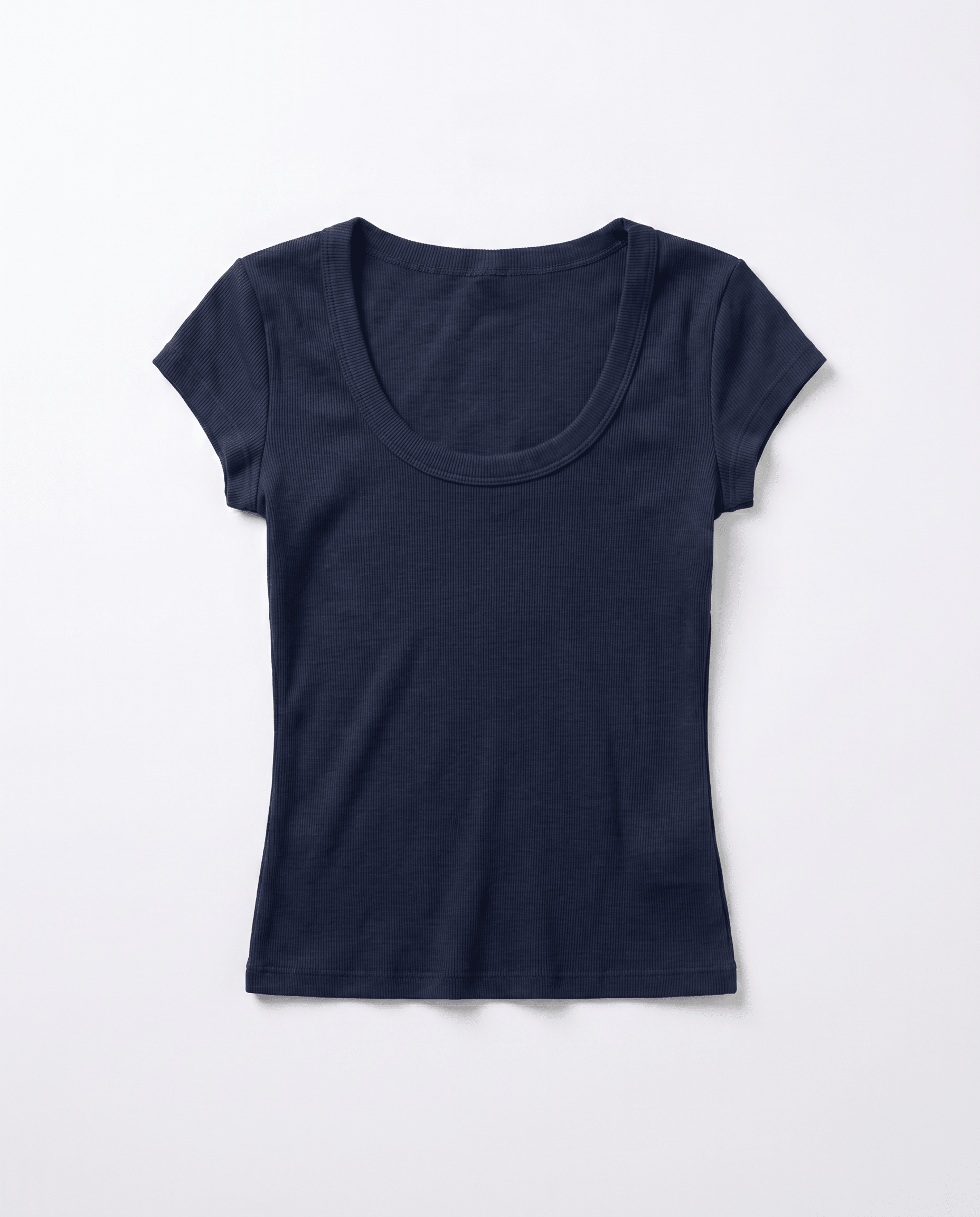 THEA KORTÆRMET T - SHIRT - NAVY - Dinvintageshop