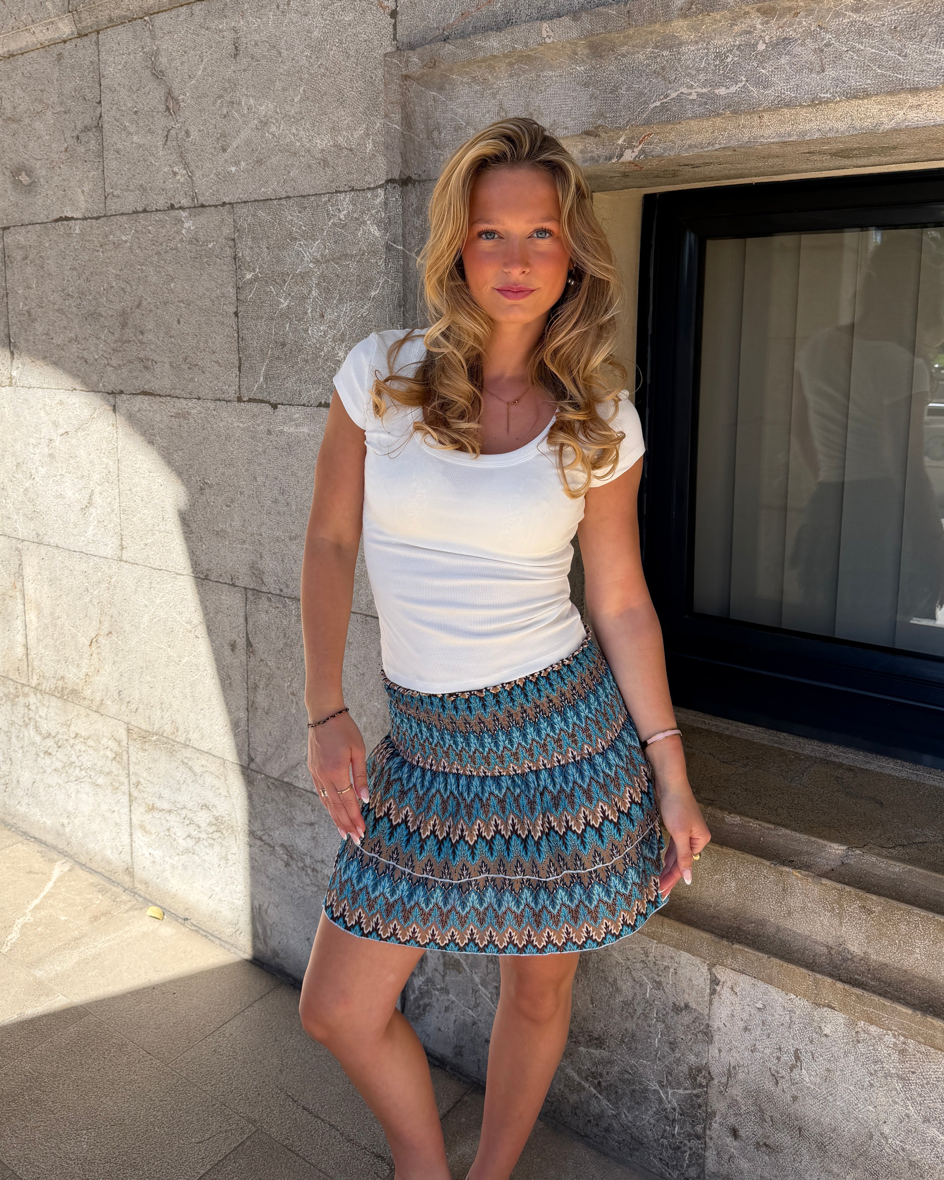 VIGGA RUFFLE TOP/SKIRT - BLUE MIX - Dinvintageshop