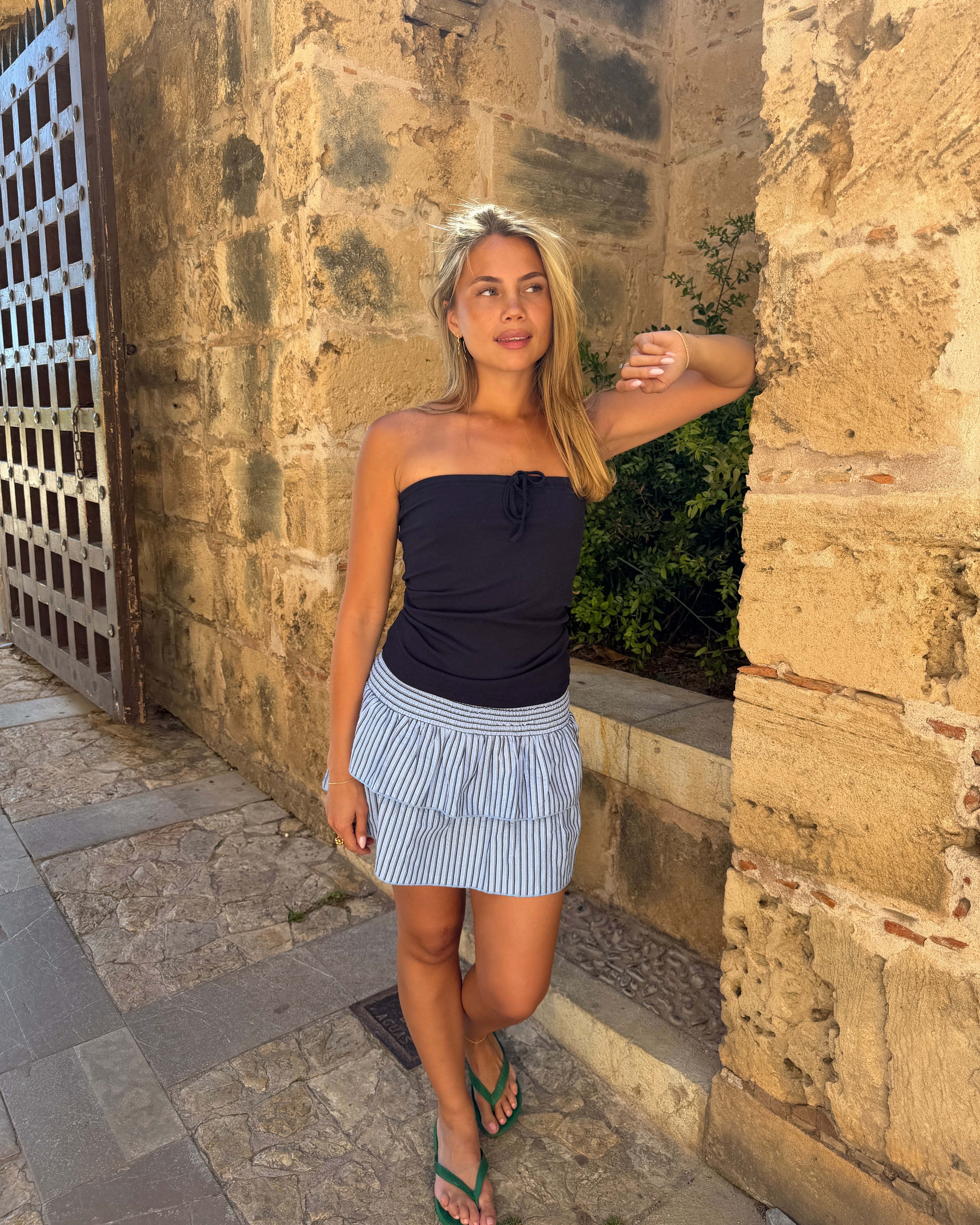 VIOLA RUFFLE TOP/SKIRT - BLUE - Dinvintageshop
