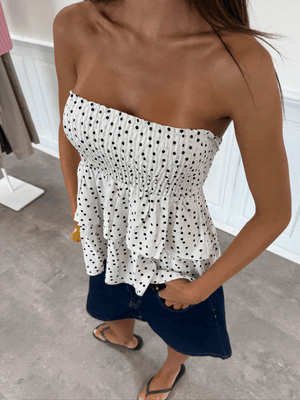 MILLA RUFFLE SKIRT/TOP - WHITE DOT